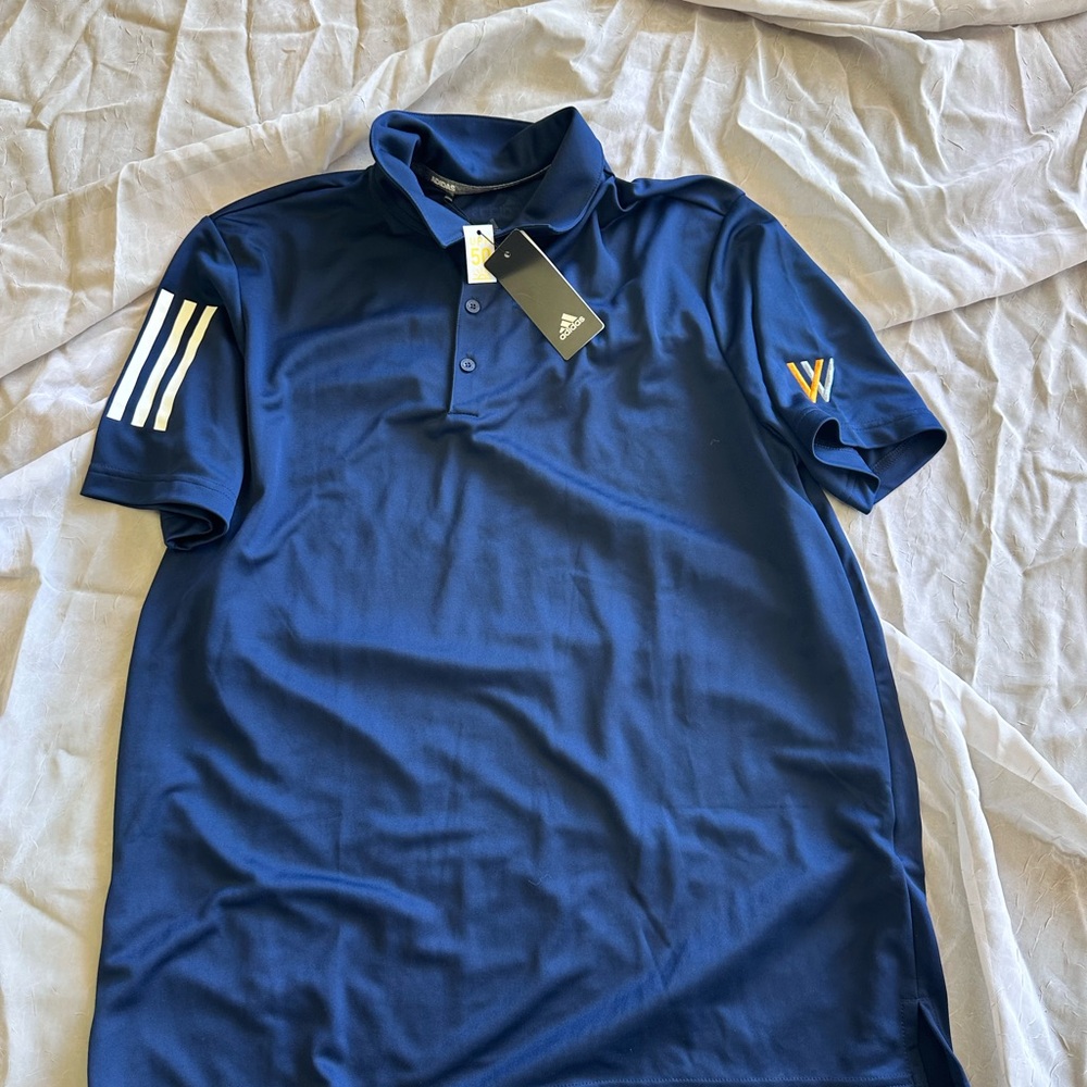 Adidas Men's Navy Polo Shirt with White Accents